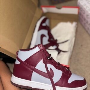 Nike Burgundy and Gray Sneakers( Beetroot Dunks)